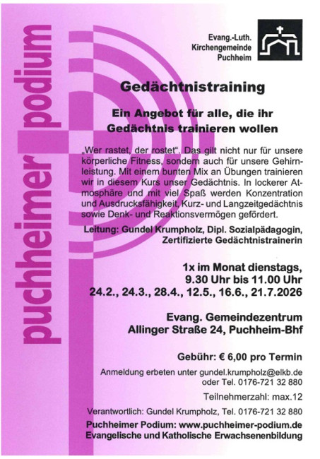 Gedächtnistraining bis 21.07.26